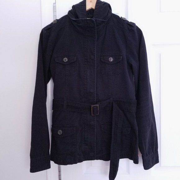 Bluenotes Black Utility Jacket With Belt M - Picture 1 of 7